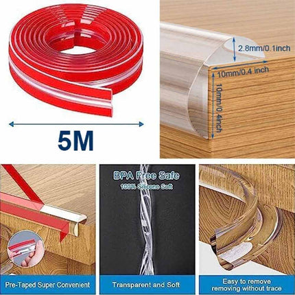 5M 10mm Thick Baby Safety Foam Bumper Table Edge & Corner Protector Guard Strip