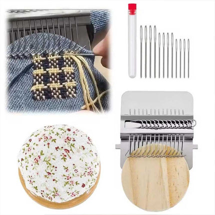 Mini Darning Loom & Mushroom Knit Patch Kit – DIY Weaving Repair Tools for Handcraft