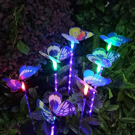 3PCS Solar Powered LED Light Butterfly Outdoor Garden Lawn Stake Lamp Waterproof
