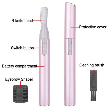 Women’s Electric Eyebrow Trimmer - Painless Facial Hair Shaver & Razor