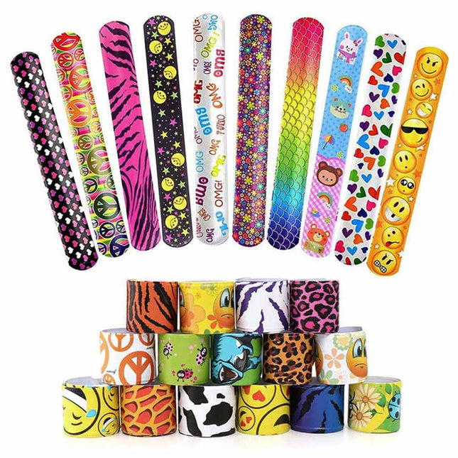 Mixed Wrist Snap Slap Bands Kids Party Bag Filler Toy Gift Favor NEW