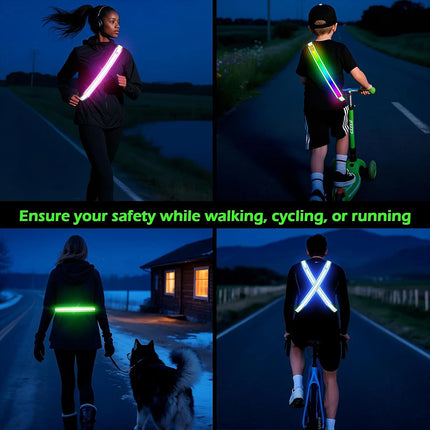 LED Flashing Reflective Safety Belt, Night Walking Reflective Sash Gear for Outdoor Activities
