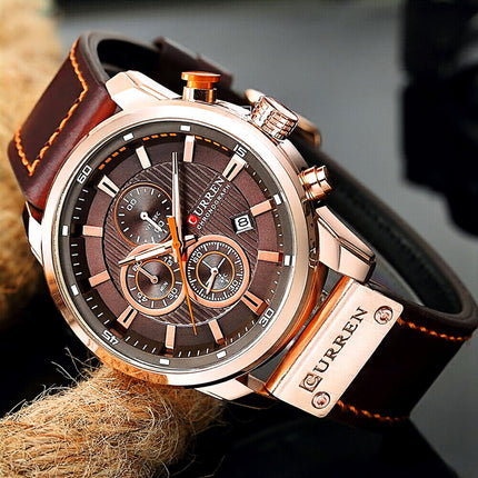 Men's Waterproof Quartz Watch, Multifunction Chronograph Sports Casual Wrist Watch