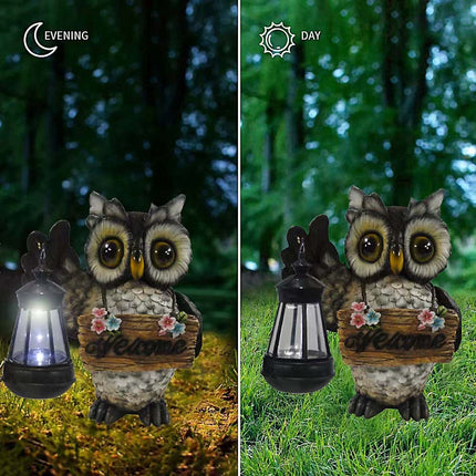 olar Lamp Owl Garden Ornament - Indoor Outdoor Welcome Decor