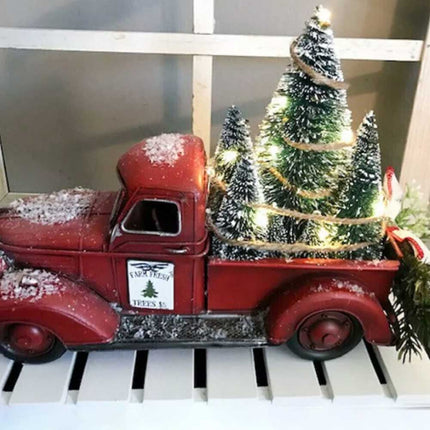 Christmas Decoration Red Truck w/ LED Lights Xmas Tree Centerpiece Table Adornment
