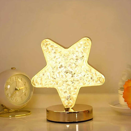 Star LED Night Light, USB Rechargeable Crystal Table Lamp with Touch Control & Dimmable Brightness