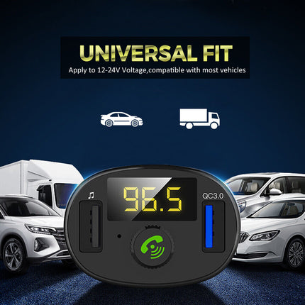 Bluetooth 5.0 Radio Car Kit Wireless FM Transmitter Dual USB Charger MP3 Player