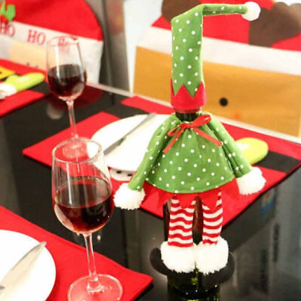 4 Pack Christmas Santa Hat Bottle Toppers, Wine Bottle Covers, Xmas Table Festive Decoration