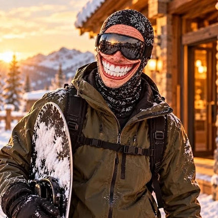 3D Funny Face Balaclava Ski Mask, Winter Windproof Full Face Cover for Motorcycle Cycling Outdoor Sports