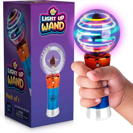 Light Up Spinning LED Magic Wand, Sensory Light Toy for Kids, Autism Calming Light Wand with Flashing Effects