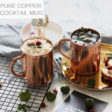 450ML Pure Copper Moscow Mule Mug, Gold Copper Drinking Cup for Coffee Beer Cocktail & Camping
