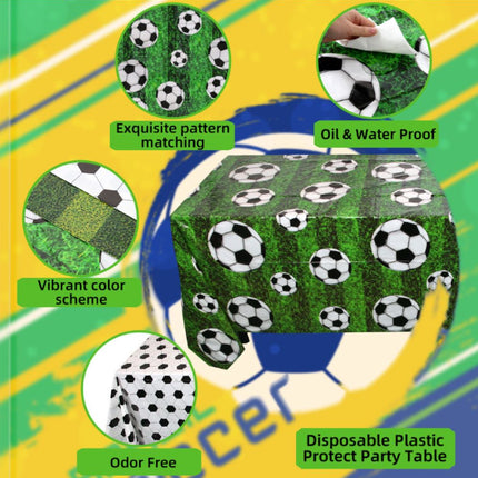 2 Pack Football Themed PE Tablecloth, Disposable Waterproof Table Cover for Sports Party Decoration