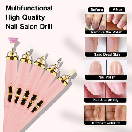 Rechargeable Electric Nail Drill File Kit, Portable Manicure Pedicure Machine
