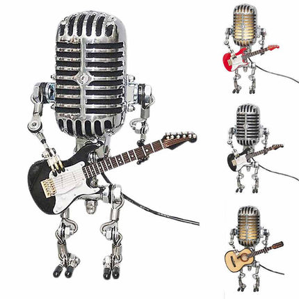 Microphone Robot Lamp with Guitar Lights Table Desktop Decorations USB Charging