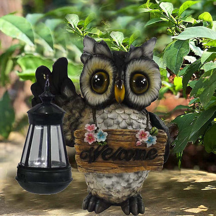 olar Lamp Owl Garden Ornament - Indoor Outdoor Welcome Decor