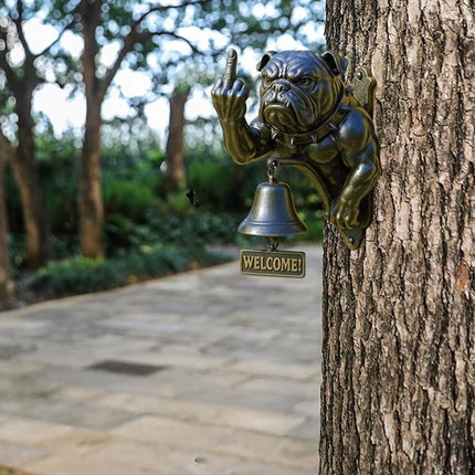 Funny Bulldog Design Doorbell - Rustic Cast Iron Door Ring