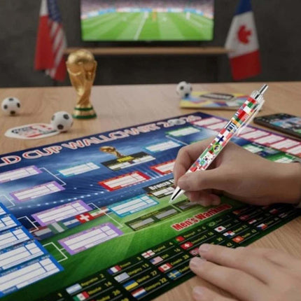 2Pcs 2026 World Cup Football Wall Chart, 87×58CM Foldable Match Schedule Poster