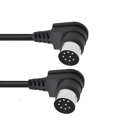 Dual 90 Degree Large 8-Pin DIN Male Plug Audio Speaker Cable, 1 Meter Length