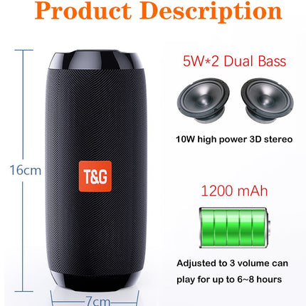 Portable Mini Bluetooth Speaker, Wireless Outdoor Speaker with USB & TF Card Support