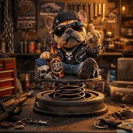 Too Old To Care Dashboard Bobblehead, Funny Resin Bulldog Nodding Dog