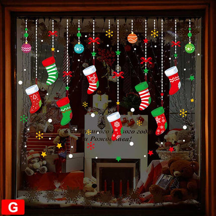 Christmas Santa Removable Window Stickers Festival Art Decal Wall Shop Home Xmas