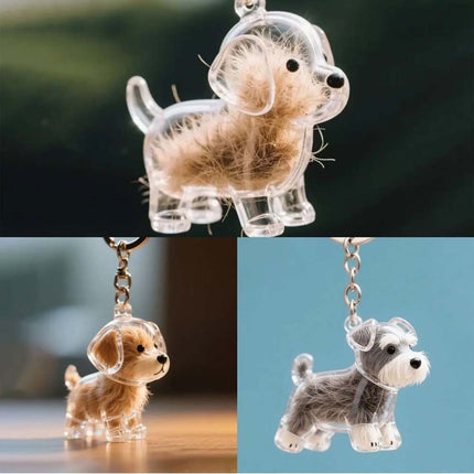 3pcs Dog Hair Storage Box Keychain Hanging Puppy Pet Hair Pendants Keyring DIY