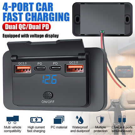 Car DC 12V-24V PD Type C USB Port Fast Charger Socket Power Outlet Panel Charge