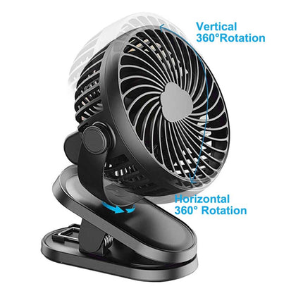 3 Speeds Mini Cooling Fan USB Rechargeable Clip On Desk Baby Stroller Portable