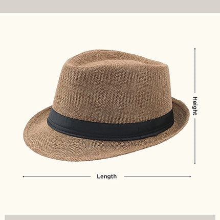 Men's Fedora Hat Trilby Summer Beach Sun Straw Hats Men Womens Panama Cap Brim