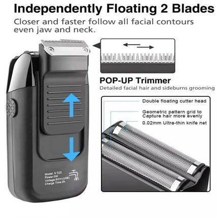 Electric Foil Shaver Reciprocating Cordless Razor Hair Clipper Beard Trimmer USB
