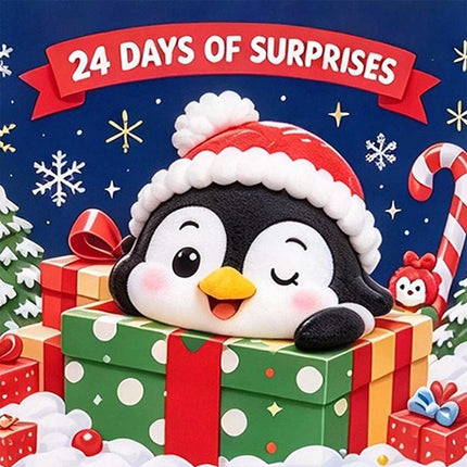 24 Day Christmas Advent Calendar 3D Penguin Animal Figures Xmas Countdown Decor