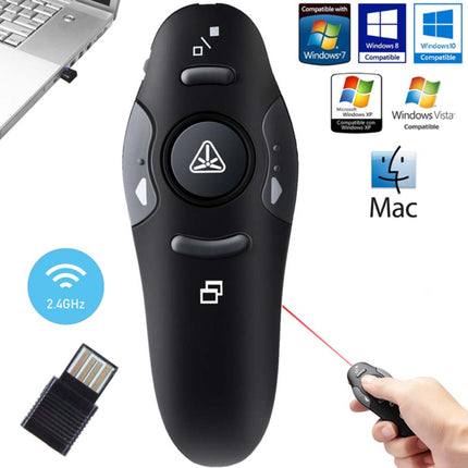 Wireless USB Presenter PowerPoint Pointer Clicker Pen Laser PPT Remote Control