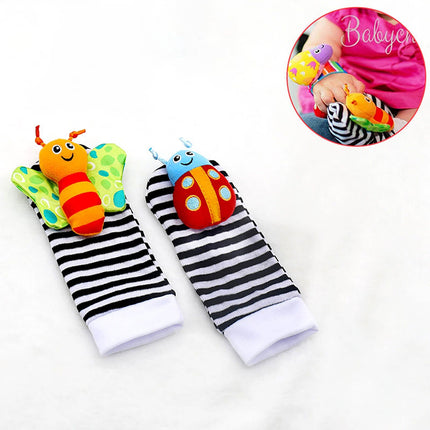 4pcs/Set Baby Rattles Set Wrists Rattles Early Educational Socks Rattles Setv