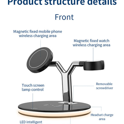 3‑in‑1 Wireless Charging Dock Station, Multi‑Device Wireless Charger for Smart Watch & Mobile Phone