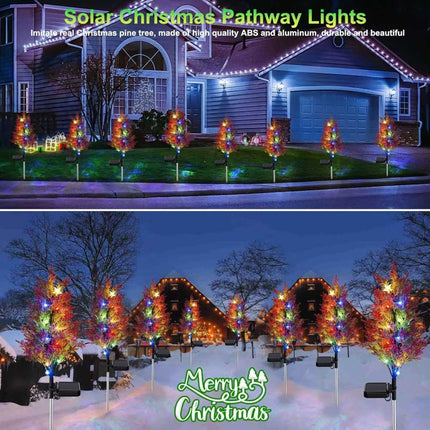 2‑Pack Solar Pine Tree Stake Lights, Waterproof LED Christmas Garden Decor