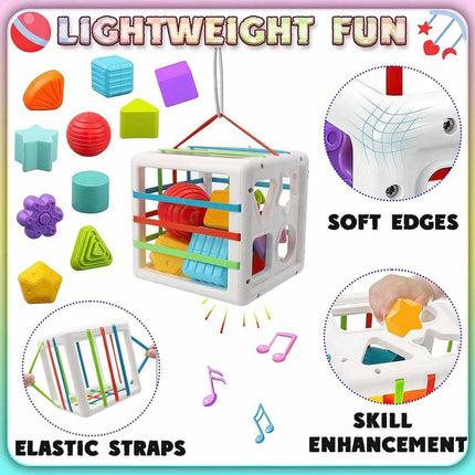 Toddler Montessori Sensory Playset, Educational Shape Sorting Stacking Blocks Baby Learning Toy