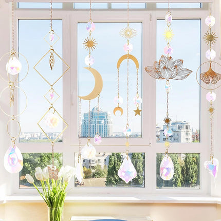 6PCS Lotus Sun Catcher Crystal Light Witchy Suncatcher Prism Rainbow Window Hanging