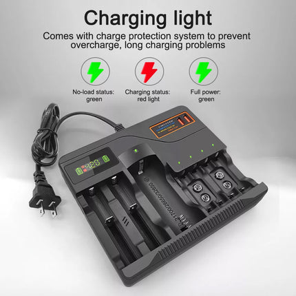 LCD Smart Battery Charger For AAA AA 9V Ni-MH Ni-CD Rechargeable Batteries