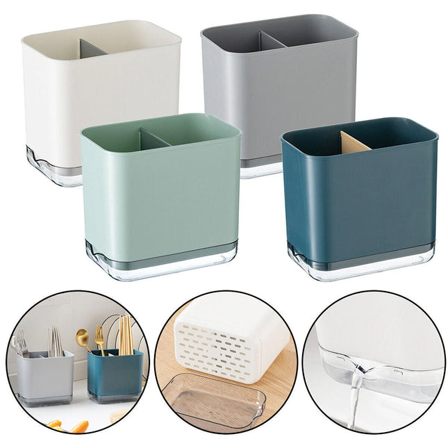 2-Pack Multi-Function Kitchen Utensil Holder Spoon/Fork Storage Rack with Drainage