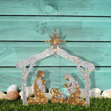 Light-Up Nativity Scene Christmas Outdoor Decoration with LED Lights Patio Lawn