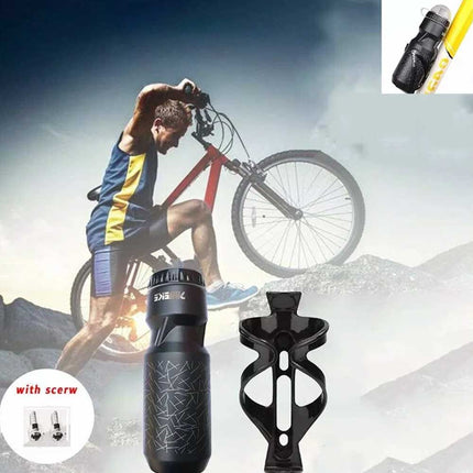 750ml Sports Water Bottle with Holder Cage Kit for Mountain Bike & Road Cycling - Leak-Proof Bicycle Drink Bottle Set