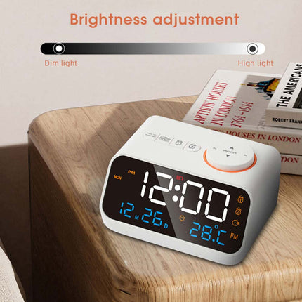 LED Digital Alarm Clock Time Calendar Temperature FM Radio Snooze Desk Clocks