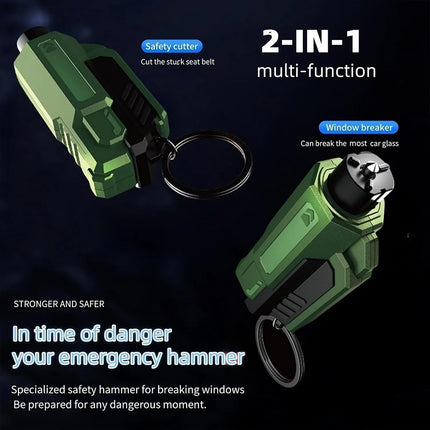 3PCS 2 in 1 Car Emergency Escape Hammer Keychain, Window Glass Breaker & Seatbelt Cutter Tool