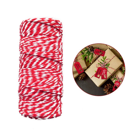 100m Red and White Twine Jute Cotton String – Multi-Use String for Gift Wrapping, Christmas Decor Accents & DIY Art Craft Creations