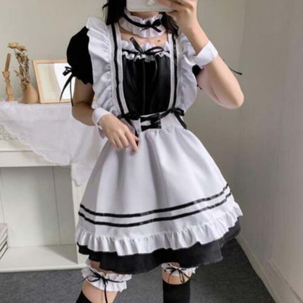 6Pcs Women French Maid Costume, Cute Lolita Anime Cosplay Outfit for Party