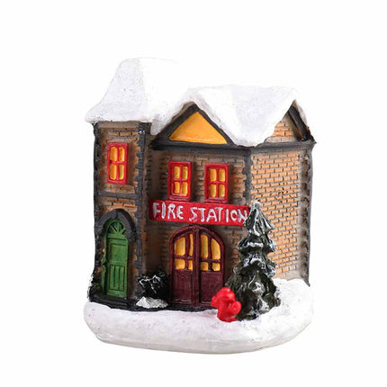 Christmas Decoration Resin Small House Micro Landscape LED Resin House Xmas Gift