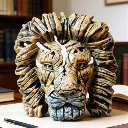 Resin Lion Head Sculpture, Modern Home Decor, Tabletop Ornament & Gift