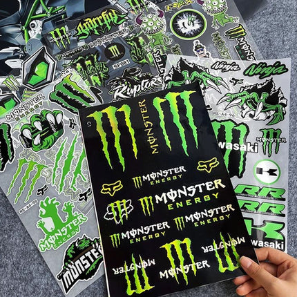 2 Whole Sheets Motorbike Car Helmet Decals, DIY Random Bike Stickers