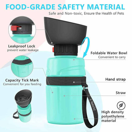 520ml Portable Dog Travel Water Bottle, Leakproof Outdoor Drinking Water Dispenser for Pets