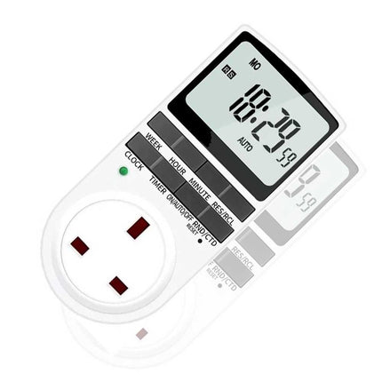 Electronic Digital Timer Socket, 7 Day Programmable Switch for Home Appliances, 12/24 Hour Digital Timer Plug with